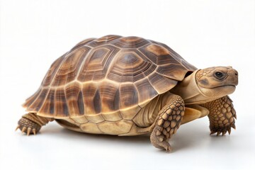 Obraz premium Tortoise with Patterned Shell on White Background
