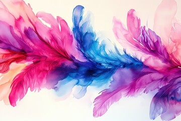 Obraz premium Vibrant Alcohol Ink Feathers Abstract Art Print.