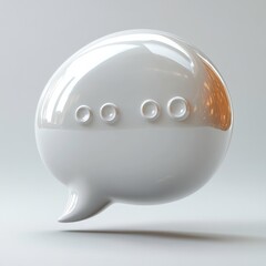 Glossy White Speech Bubble with Ellipsis on Light Background