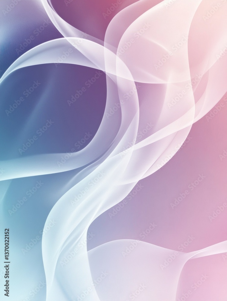 Poster Elegant abstract minimalist background featuring soft flowing white curves on a pastel gradient, creating a modern and serene atmosphere