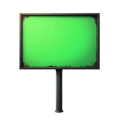 Fototapeta premium Billboard with Bright Green Screen, Metallic Frame, and Chroma Key Background for Outdoor Advertising, Modern Digital Display, High-Quality PNG file Transparent background,