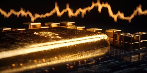 Abstract Golden Graphic Design With Glowing Shapes