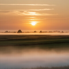 Obraz premium sunset over the river