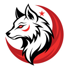 Wolf Head with Crescent and Star – Tribal Vector Logo