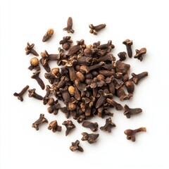 Obraz premium Pile of Dried Cloves on White Background
