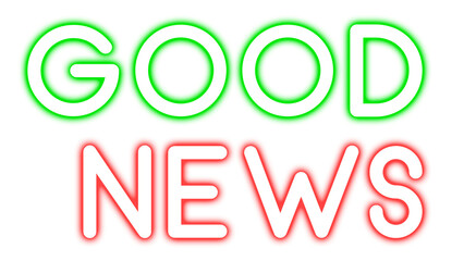 Mot "Good News" stylisé, typographie lumineuse, fond transparent, fichier PNG pour design moderne