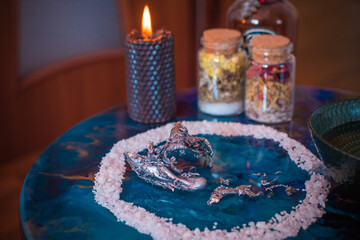 Mystical illustration for esoteric content. Close up details cleansing rite