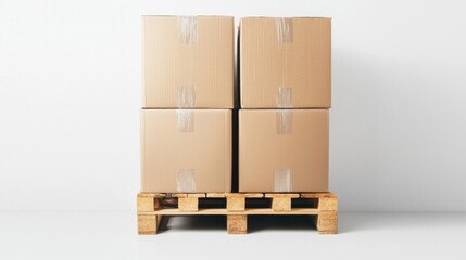 Brown Cardboard Boxes on Wooden Pallet for Shipping and Storage