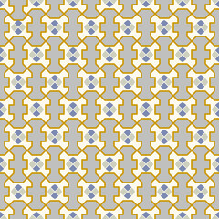 An interesting mix of abstract art and precise geometric shapes creates a seamless pattern that continuously draws the eye. This pattern consists of intricate elements