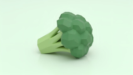 Muted Green Broccoli: A Low Poly Masterpiece