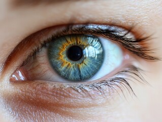 Close-up of a Bright Blue Eye with Intricate Iris Patterns