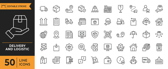 Delivery and logistics icon set