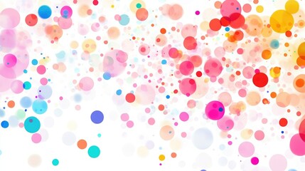 Colorful Abstract Background with Floating Bubbles in Various Shades on White Canvas