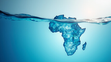 Liquid Map of Africa Emerging from the Water