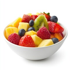 Vibrant fruit salad preparation kitchen food photography indoor setting close-up culinary delight