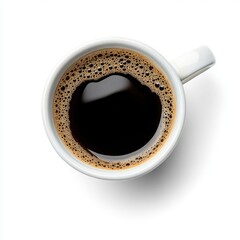 Bold black coffee against white scale high-resolution image minimalist style top view