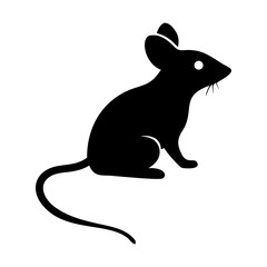 Vector Silhouette of Mouse with White isolated Background