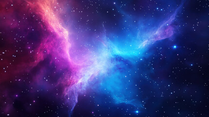 Fototapeta premium stunning cosmic nebula with swirling energy, featuring vibrant shades of pink and blue against starry backdrop, evokes sense of wonder