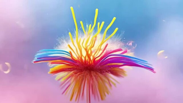 Vibrant Rainbow Squiggly Lines &ndash; Dynamic Floating Design with 3D Shadow Effect