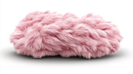 Pale Pink Fluffy Object on White Background