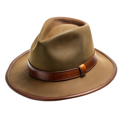 Brown Leather Fedora Hat