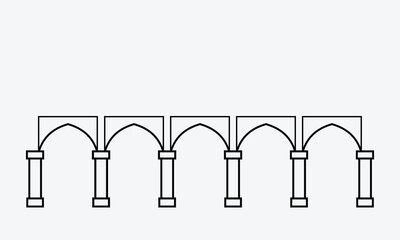 Vector illustration design of several horizontally lined pillars, black and white color, line drawing style.