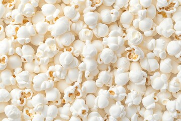 Fototapeta premium Close-Up of Fresh Popcorn in Classic Striped Box, Movie Snack, Cinema Treat, Buttery Popcorn, Entertainment, Concession Stand, Film Night, Tasty Snack, Crunchy Popcorn, Food Photography