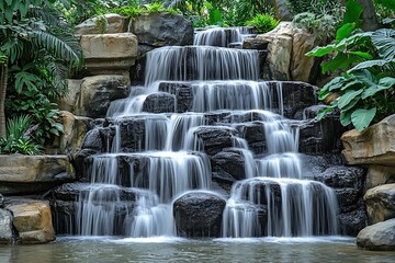Obraz premium Serene Waterfall Cascading Through Rocks