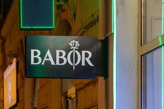 German Cosmetics Shop Babor Sign at Pharmacy Store Wall