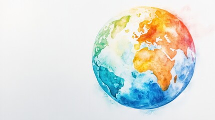 Obraz premium Watercolor hand painted planet Earth isolated on white background. Symbol of life,Environmental problems and environmental protection ecology,Hand drawn Globe watercolour paint,Earth Day.
