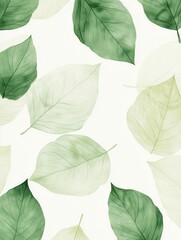Elegant botanical pattern featuring soft green leaves with a minimalist layout for a fresh and natural aesthetic