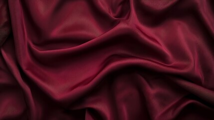Fototapeta premium Luxurious burgundy silk fabric with elegant folds and rich texture for fashion design