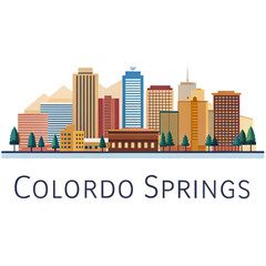 Obraz premium Colorado Springs city skyline isolated on transparent background 