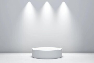 Minimalist display podium with soft shadows and light accents for presentations.
