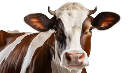 Milk dairy cow isolated on transparent background.
