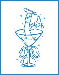 Coastal Cowgirl boots in martini Western Bachelorette Beach T shirt design outline playful hand drawn