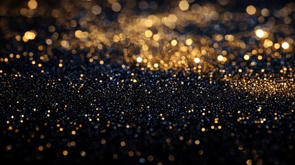 Obraz premium Glimmering Golden and Black Bokeh Background with Sparkling Texture