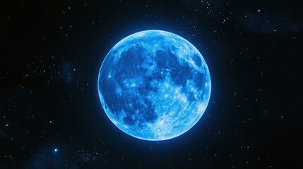 Obraz premium Blue Moon in Cosmic Night Sky - Stunning Celestial View