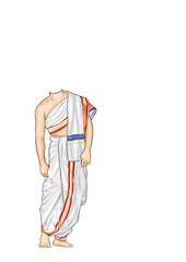 White & Gold Dhoti with Angavastram &ndash; Indian Male Caricature Body Template