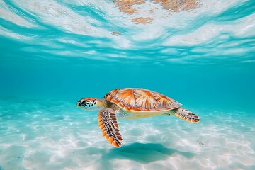 Obraz premium Majestic Sea Turtle in Tropical Waters