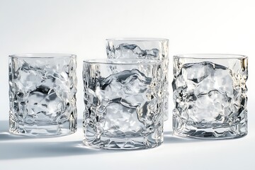Elegant textured glass set for drinks, water, or juice showcasing modern design and clear aesthetics