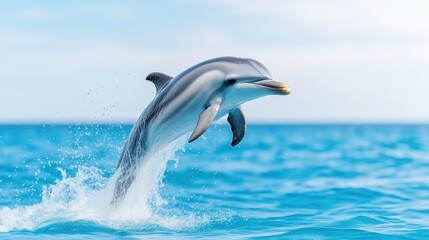 Obraz premium Dolphin leaping in azure ocean