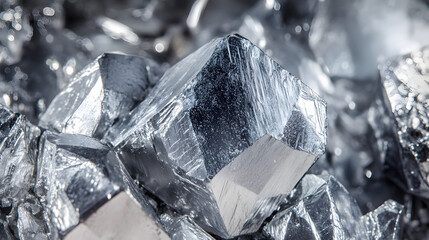 Intricate Close-Up of Zinc Metal: Exploring the Crystalline Details and Metallic Sheen of Industrial Zinc