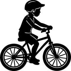 Obraz premium Child Riding Bicycle silhouette vector illustration