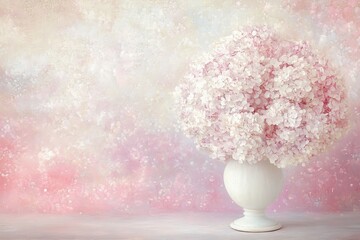 Elegant White Hydrangea Arrangement in Soft Pastel Background