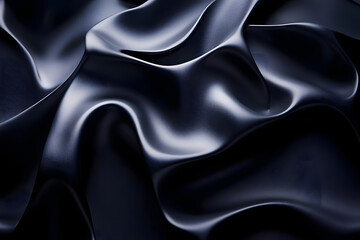 Obraz premium Dark Fabric Drapes, Smooth Curves, Deep Shadows, Elegant Texture, Abstract Art Background, Luxurious Material, Midnight Blue, Rich Color, Textile Design, Sophisticated Style
