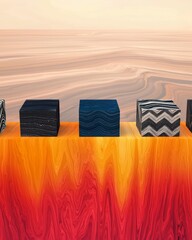 Abstract Art: Geometric Patterns on Vibrant Textured Surface with Warm Tones in Modern Design
