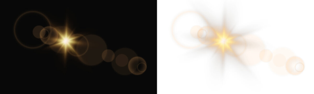 Realistic Sun Flare PNG &ndash; Bright Lens Reflection with Warm Golden Shine and Optical Glow