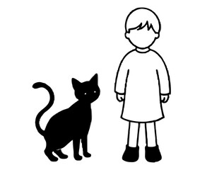 Kids cat silhouette vector illustration