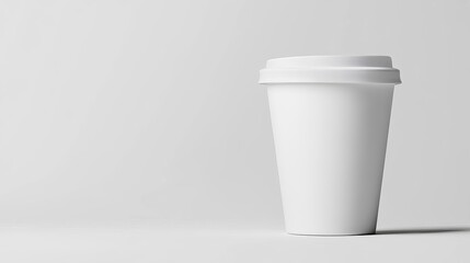 Minimalistic White Cup on Light Gray Background for Design Use